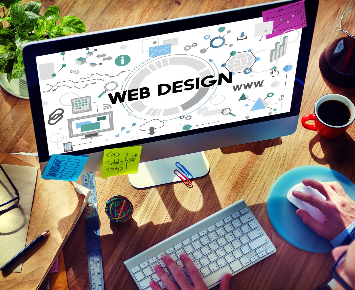 Web design presentation on a laptop